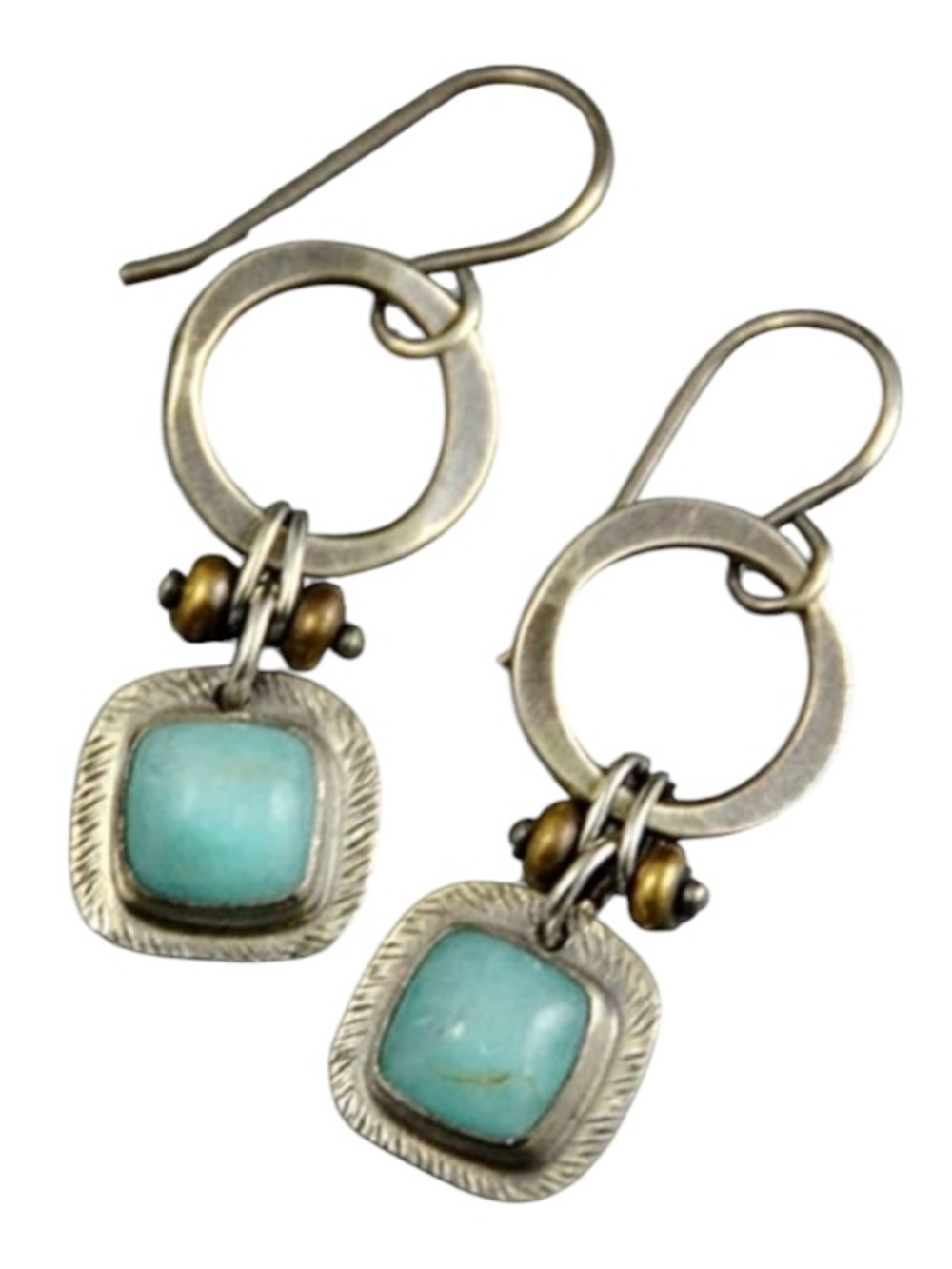 Bohemian Round Decor Turquoise Drop Earrings